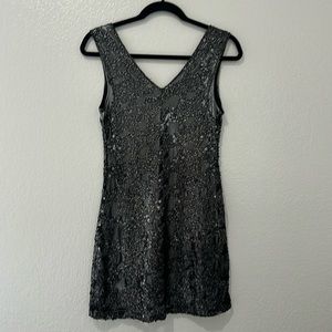 Express black & metallic mini dress